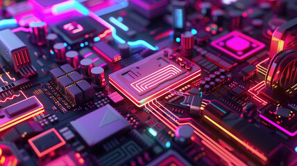  vibrant depiction of powerful micro processor. Generative AI - obrazy, fototapety, plakaty