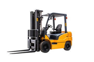 A forklift, isolated on transparent and white background.PNG image.