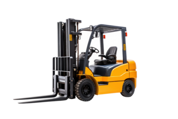 A forklift, isolated on transparent and white background.PNG image.