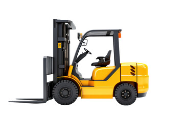 Fototapeta na wymiar A forklift, isolated on transparent and white background.PNG image.