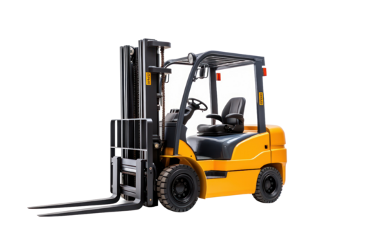 A forklift, isolated on transparent and white background.PNG image.