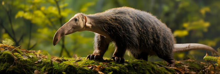 Intriguing Display of an Anteater's Specialized Evolution Amidst Lush South or Central American Forest Foliage