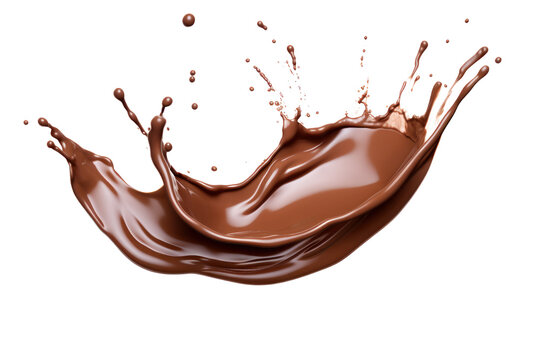 chocolate splash isolated on transparent and white background.PNG image.	