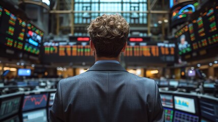 Businessman Contemplating Wall Street