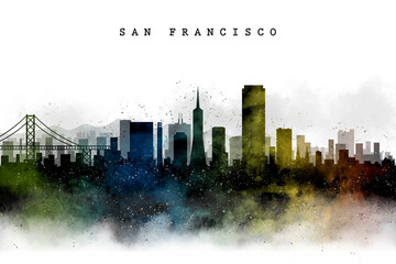 City Skyline Watercolor SAN FRANCISCO