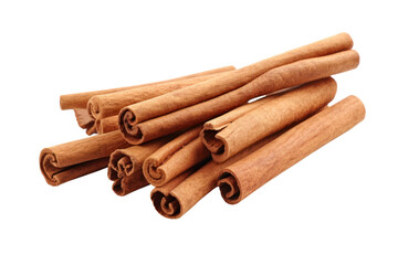 Fragrant cinnamon sticks isolated on transparent and white background.PNG image.	