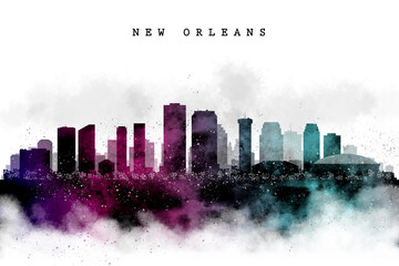 City Skyline Watercolor NEW ORLEANS