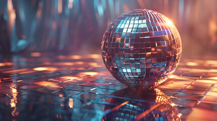 Fototapeta na wymiar Disco Ball with Blue Illumination