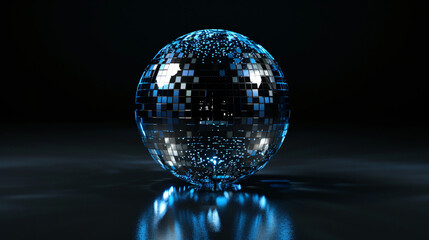Fototapeta na wymiar Disco Ball with Blue Illumination