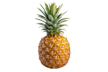 Pineapple fruit. Yellow pineapple isolated on transparent background.