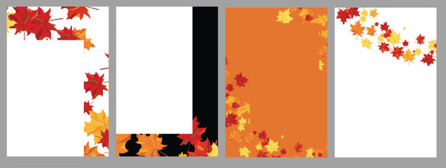 Autumn, Fall, Thanksgiving day trendy backgrounds with beautiful leaves. Abstract vector templates poster, invitation, card, flyer, cover, banner, placard, brochure, social media, sale, advertising