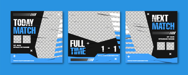 Sport social media post template , Football Match day , Full time , Next match Best player