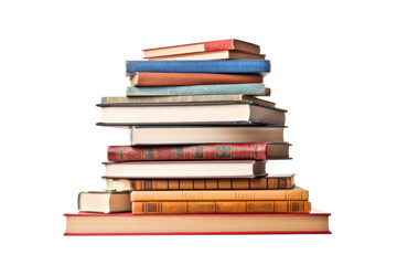 Stack of books isolated on transparent and white background.PNG image.