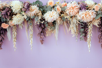 Artificial Flowers Wall for Background in vintage style