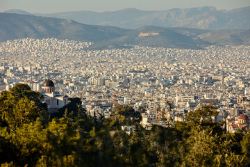 View of Athens from the Acropolis hill, Greece - obrazy, fototapety, plakaty