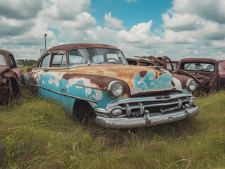 Decaying Elegance: Vintage Cars in Nature's Embrace