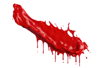 red dripping paint isolated on transparent and white background.PNG image.