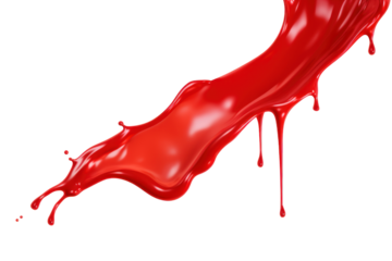 red dripping paint isolated on transparent and white background.PNG image.