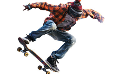 Skateboarding Trick Mastery on Transparent Background