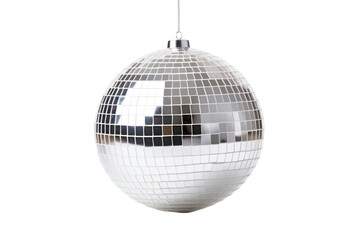 Details in the pub, silver night club lighting mirror-ball ,disco ball isolated on transparent and white background.PNG image.	