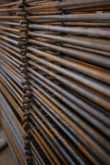 Rusty steel bars for construction, fittings