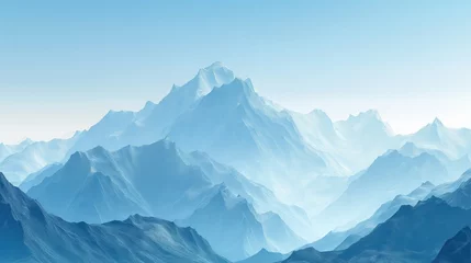 Schilderijen op glas High mountain peaks, panoramic landscape background © leftmade