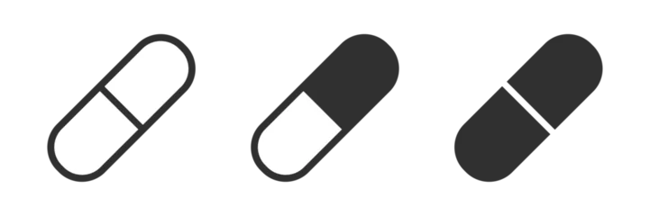 Tuinposter Medicine pill black icon vector illustration © Kavindu