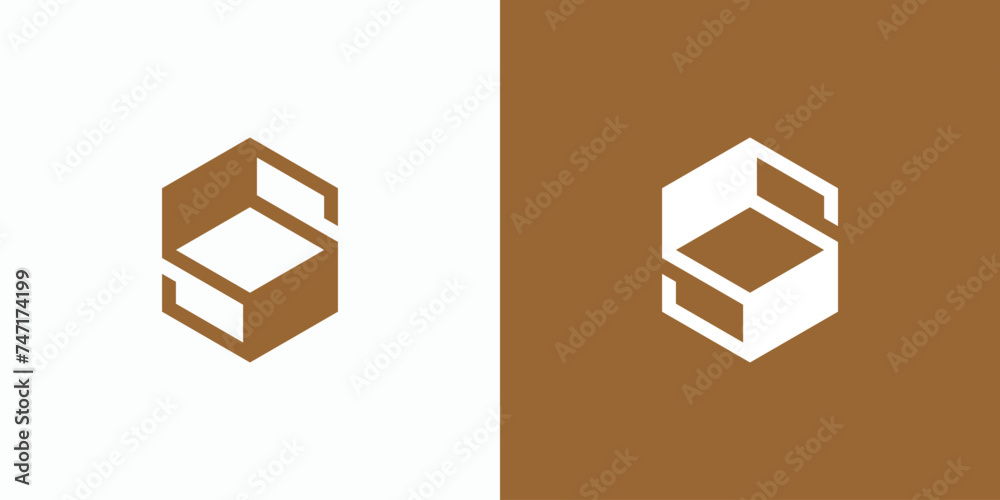 Poster S letter initial vector logo design in hexagon shape with abstract connection technology modern style.