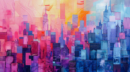 Abstract geometric art of city. Illustration for for banner, poster, cover or brochure