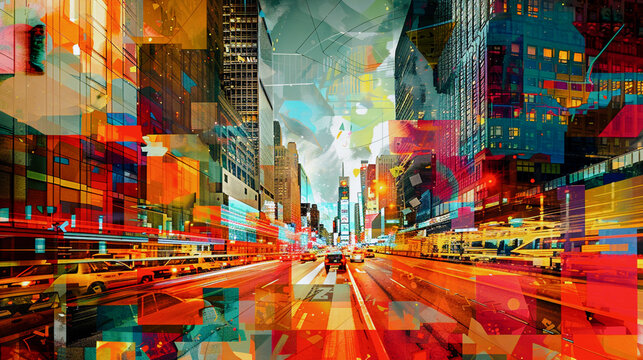 Abstract geometric art of city. Illustration for for banner, poster, cover or brochure