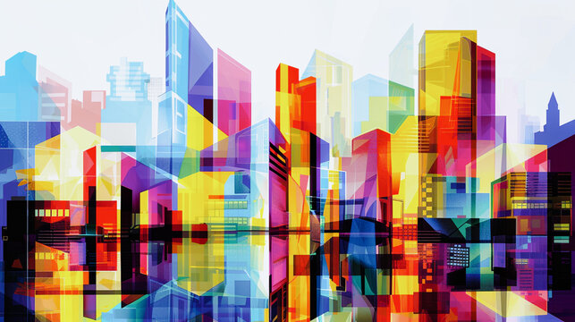 Abstract geometric art of city. Illustration for for banner, poster, cover or brochure