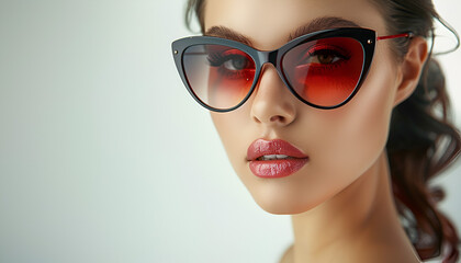 Young women model wearing luxurious sunglass