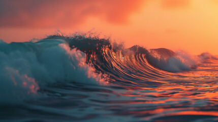 Fototapeta premium beautiful ocean waves on sunset 