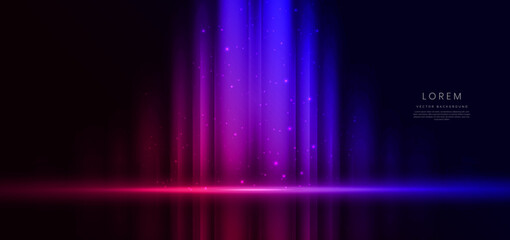Abstract technology futuristic glowing vertical pink and blue light ray on dark background with lighting effect sparkle.