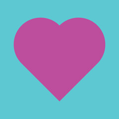 Pink or violet love heart icon on blue background