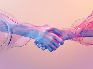 Transparent Handshake Concept in Pastel Colors Digital Art - obrazy, fototapety, plakaty