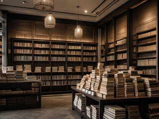 Bookstore with shelves lined with books