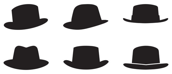 Cowboy hat icon set man . black vector old collection design.