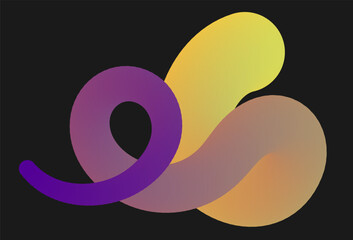 3D curved line with gradient. Liquid wave, colorful spiral. A design element for creative design