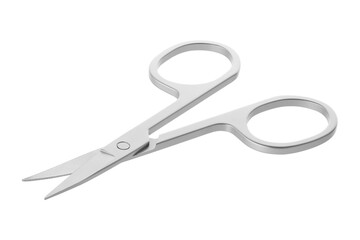 Metal scissors on a white background. Nail scissors isolated on white background. Tools for manicure and pedicure.	