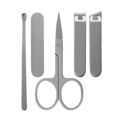 manicure set kit in case, isolated. Manicure accessories. Tools of manicure set isolated on white background. Set of manicure and pedicure tools.	