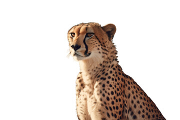 Cheetah portrait, transparent isolated background.