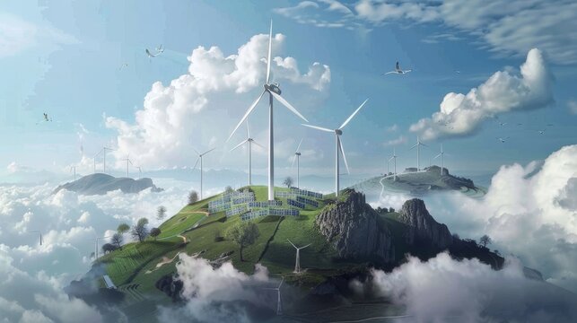 Wind Turbines Over Lush Forest Canopy