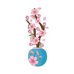 cherry blossom vase illustration