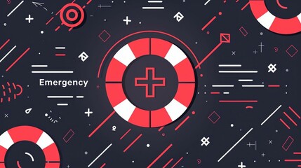 a illustration with  the text Emergency Response seamlessly blends with an icon featuring a stylized rescue symbol.  - obrazy, fototapety, plakaty