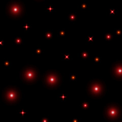 Red low fi in glitter starry background. 2D computer rendering design