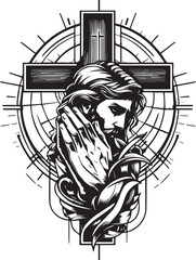 black and white tattoo design of Christ cross