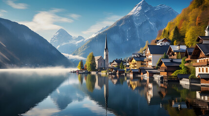 Panoramic View of Hallstatt: Austrian Rural Charm Incarnate: A Serene Blend of History, Culture, and Natural Beauty