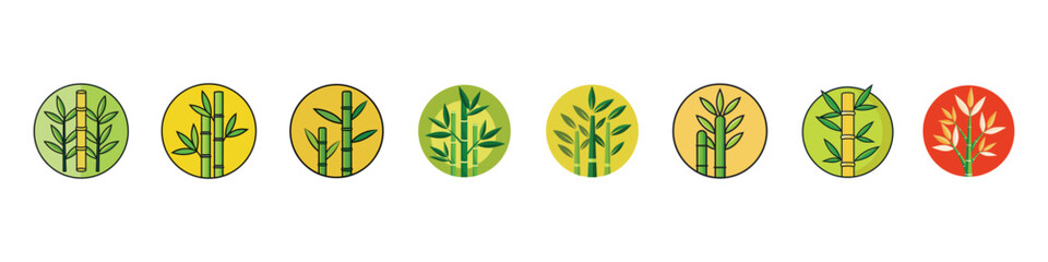 bamboo vector symbol icons set, Bamboo icons, bamboo icon vector. bamboo sign on white background. bamboo icon, Bamboo icon nature vector logo, Bamboo stalks and leaves vector icons.
