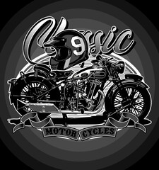 classic motorbike silhouette vector template